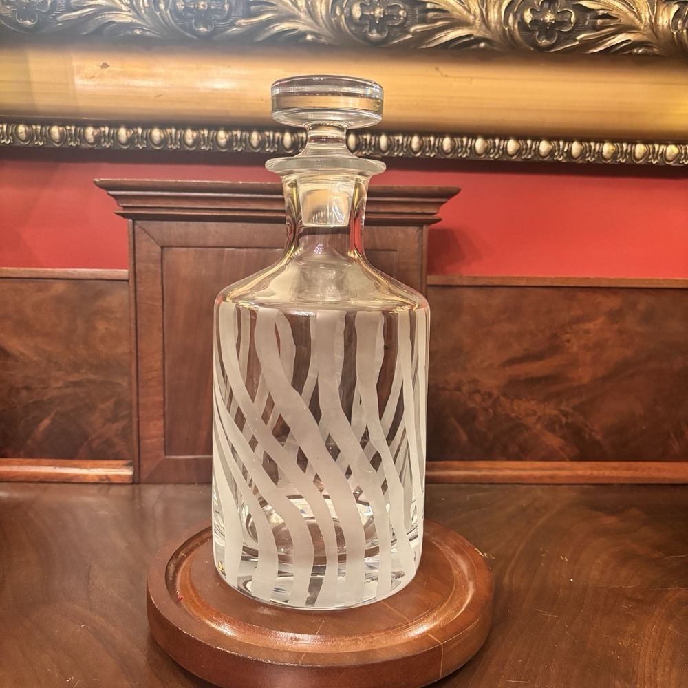 Kate Spade Lenox Banyan Stripe Crystal Decanter Glass Stopper Barware Poland